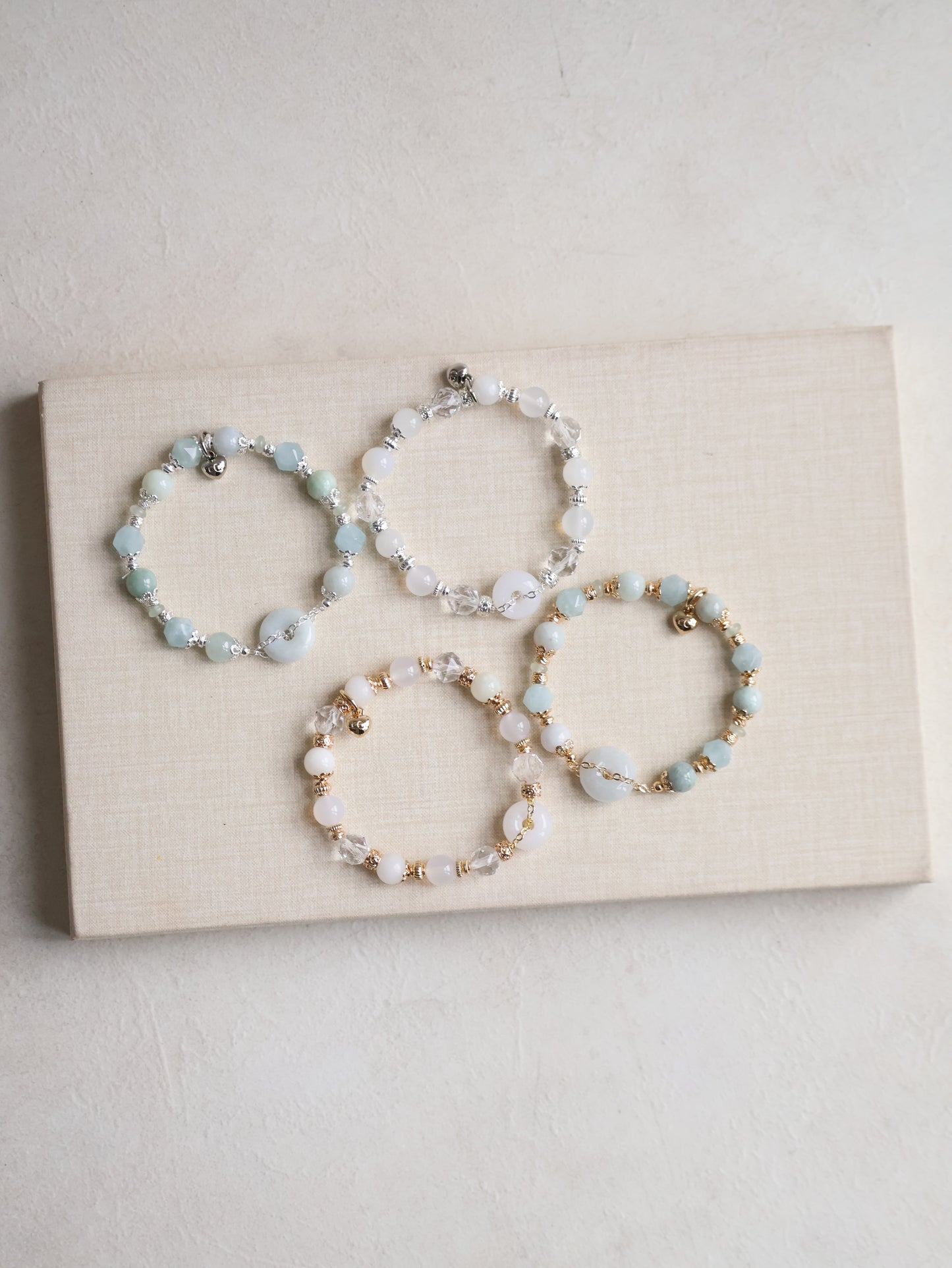Clear Quartz Faceted, White Agate, White Jadeite — White Jadevie Ping An Kou | 8mm (Elastic)