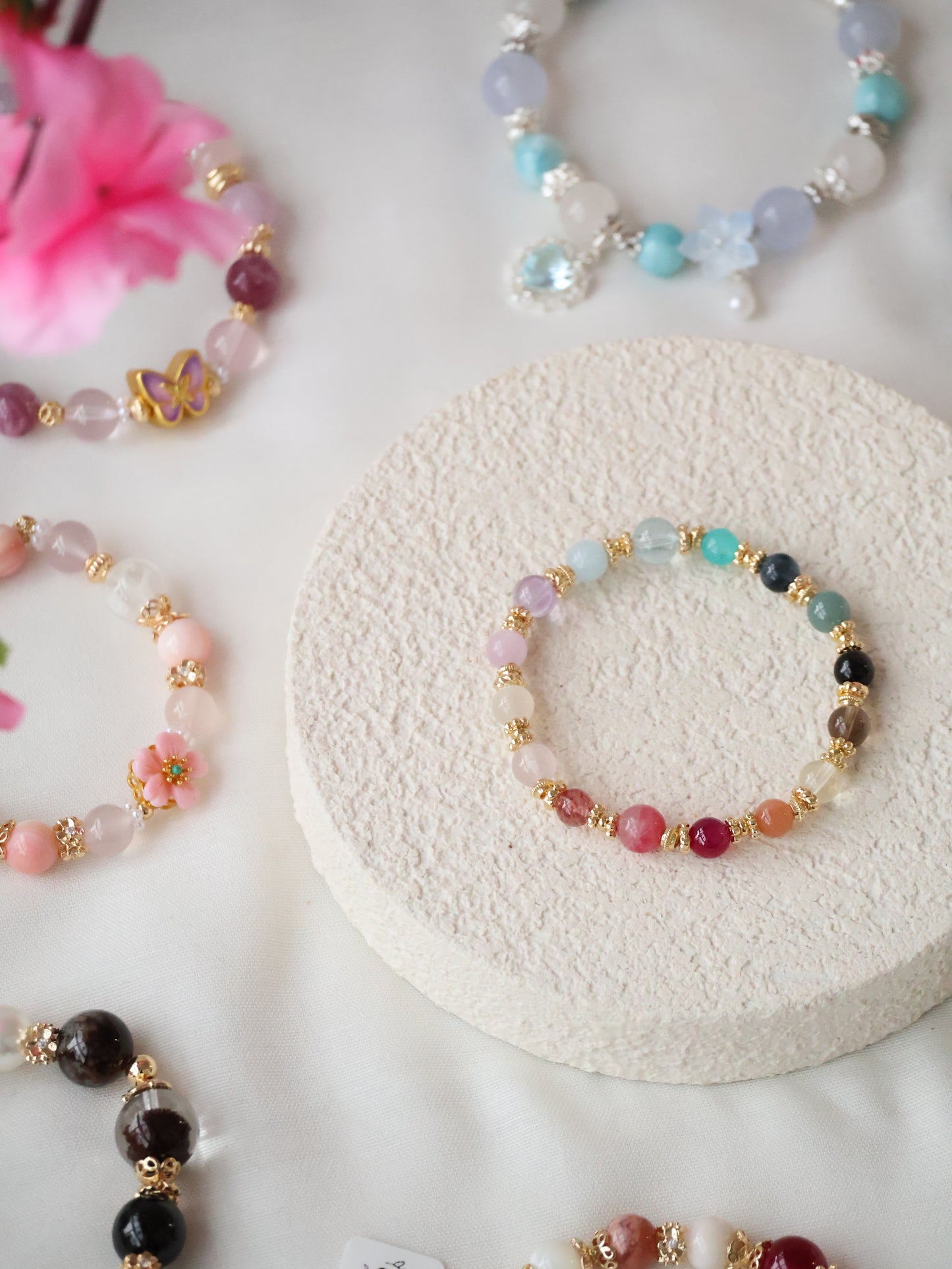 Cheru Customs - Rainbow Duobao 多宝 6mm Natural Crystal Stacker Bracelet 15CM