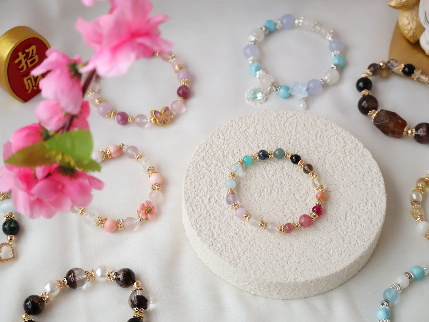 Cheru Customs - Rainbow Duobao 多宝 6mm Natural Crystal Stacker Bracelet 15CM
