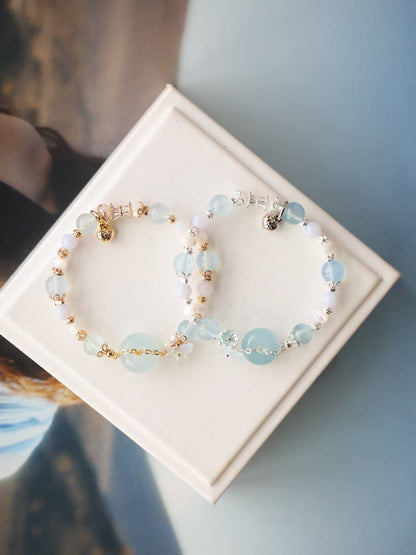 Aquamarine, White Conch & Blue Lace Agate — Everfae Ping An Kou Series | 8mm (Elastic)