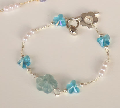 *Instocks* Sakura Flower Chain Natural Crystal Bracelet (OT Clasp)