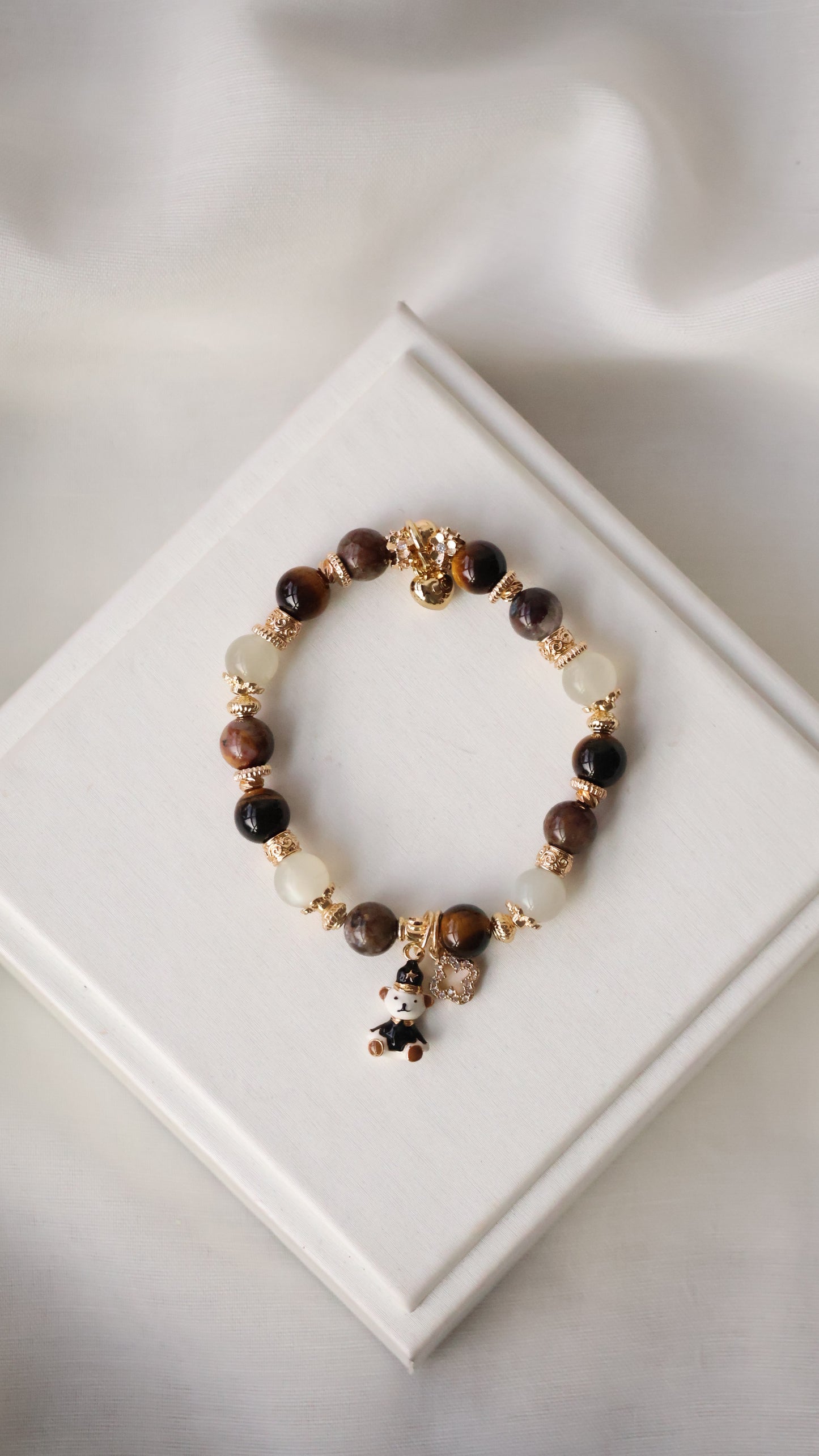Pietersite, Silver Sheen Obsidian, Devil Blue Aquamarine, Moonstone & Tiger’s Eye Crystal Bracelet — Polo RL | 6mm / 8mm / 10mm (Elastic)