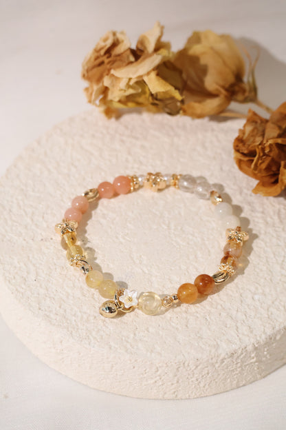 Amethyst, Kunzite, Strawberry Quartz, Rose Quartz, Aquamarine, Larimar, Gold Rutile & Honey Citrine — Mini Rosie Collection | 6mm (Elastic)