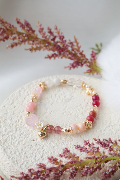 Amethyst, Kunzite, Strawberry Quartz, Rose Quartz, Aquamarine, Larimar, Gold Rutile & Honey Citrine — Mini Rosie Collection | 6mm (Elastic)