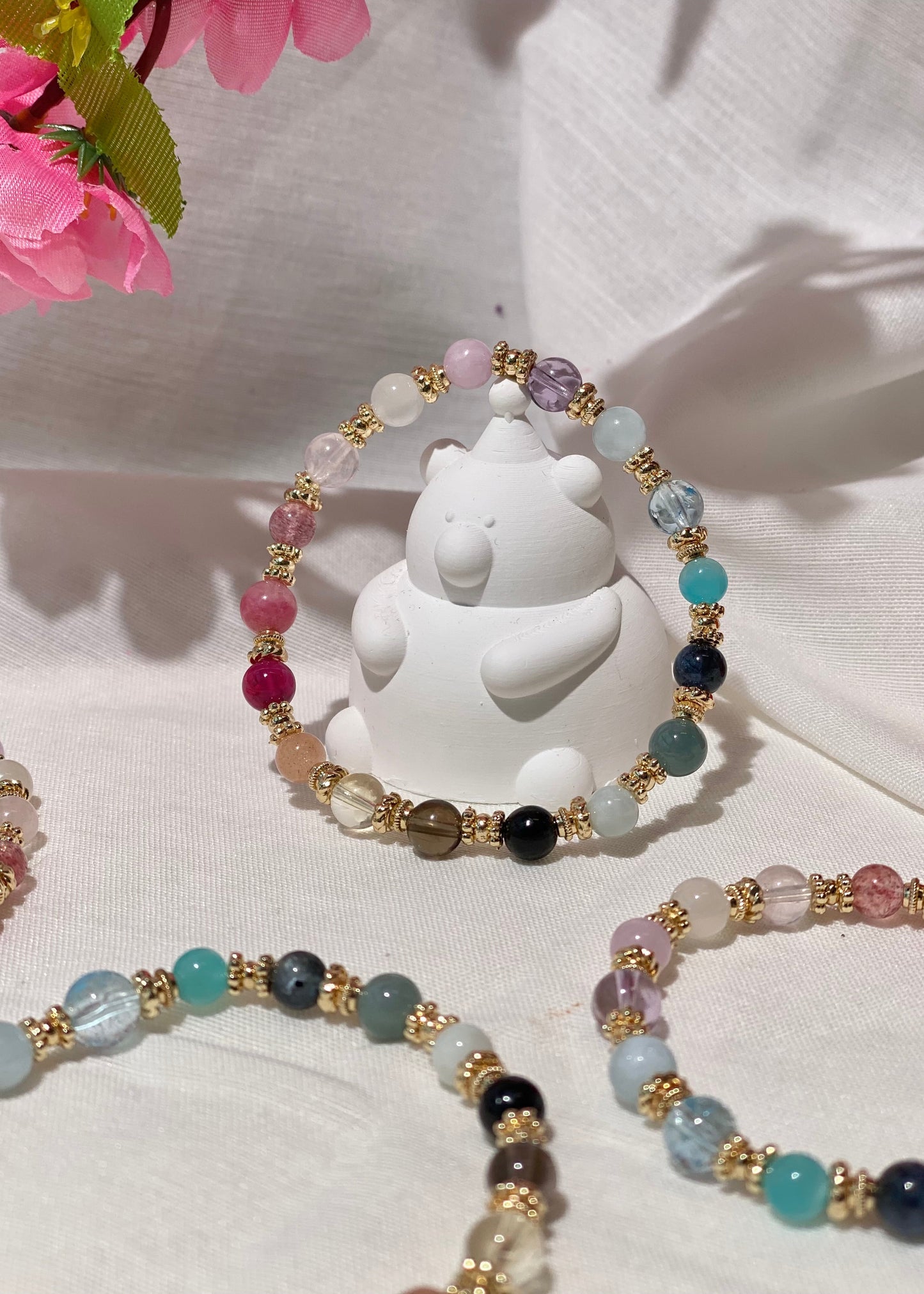 Cheru Customs - Rainbow Duobao 多宝 6mm Natural Crystal Stacker Bracelet 15CM