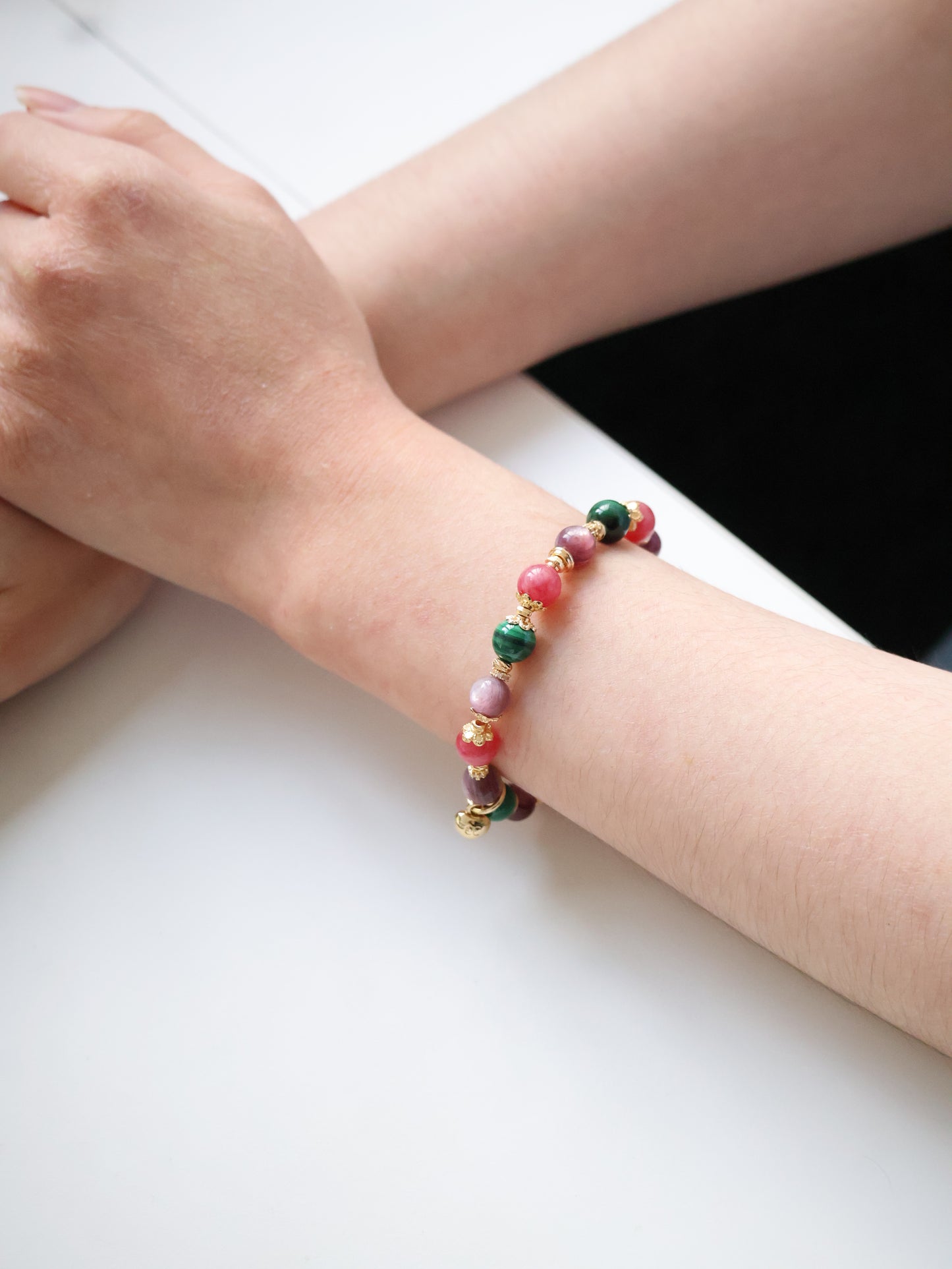 Malachite, Rhodonite, Lepidolite — Scorpio Horoscope Series | 8mm (Elastic)