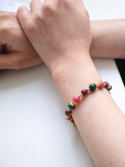 Malachite, Rhodonite, Lepidolite — Scorpio Horoscope Series | 8mm (Elastic)