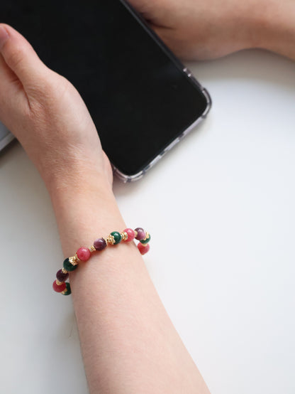 Malachite, Rhodonite, Lepidolite — Scorpio Horoscope Series | 8mm (Elastic)