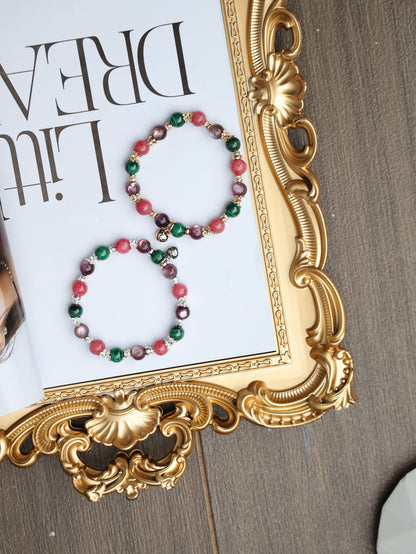 Malachite, Rhodonite, Lepidolite — Scorpio Horoscope Series | 8mm (Elastic)