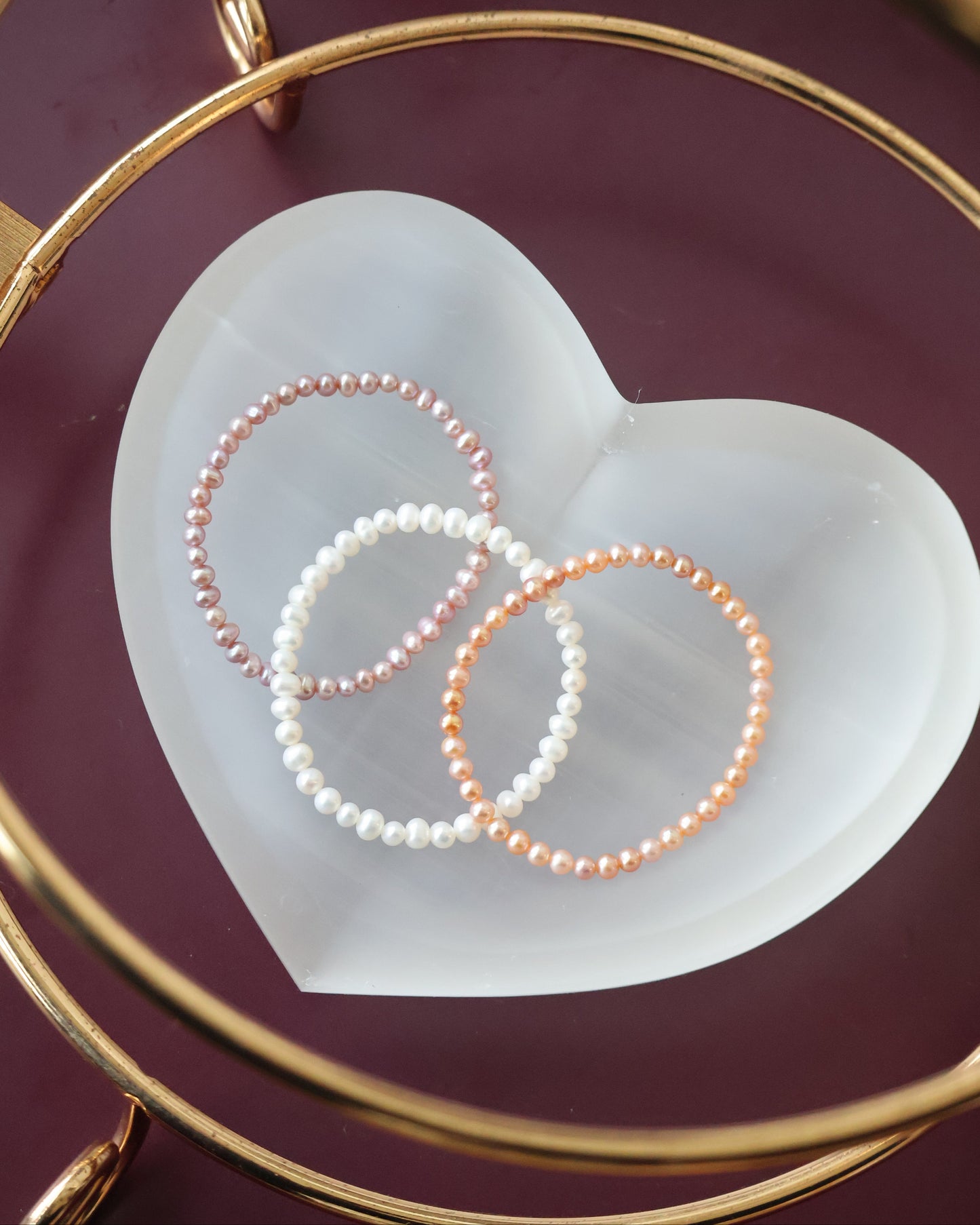 Freshwater Pearls — 3mm Full Bracelet | (Elastic)