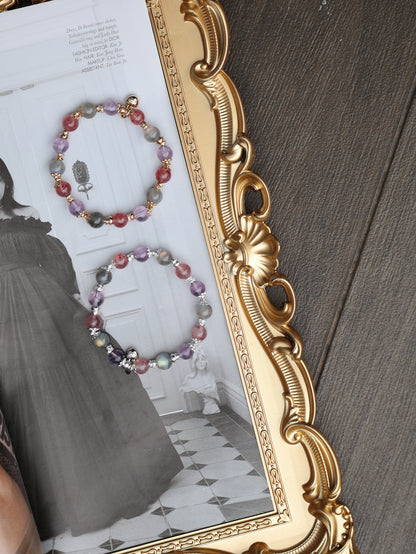 Strawberry Quartz, Labradorite, Amethyst — Leo Horoscope Series | 8mm (Elastic)
