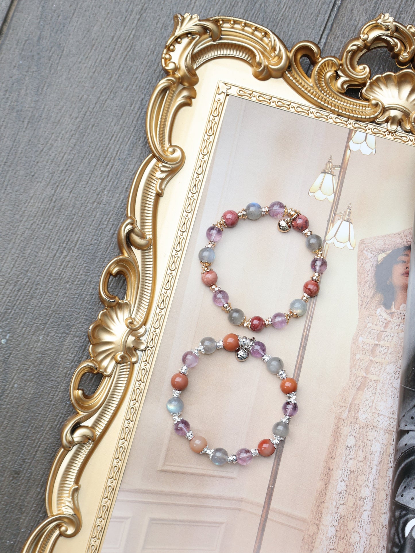 Alashan Agate, Labradorite, Amethyst Crystal Bracelet — Taurus Horoscope Series | 8mm (Elastic)