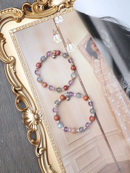 Alashan Agate, Labradorite, Amethyst Crystal Bracelet — Taurus Horoscope Series | 8mm (Elastic)