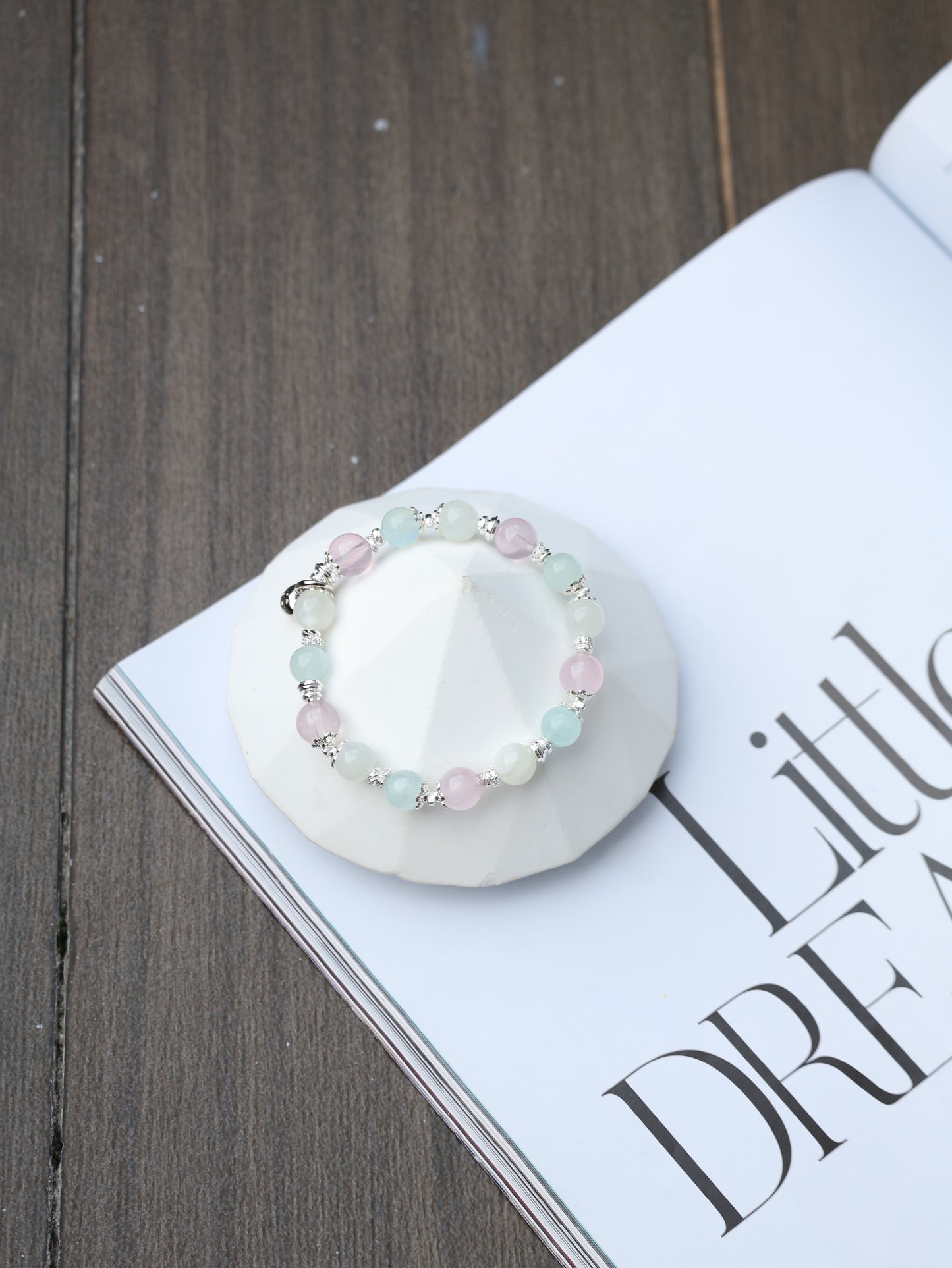 Moonstone, Aquamarine, Rose Quartz — Aries Horoscope Series | 8mm (Elastic)