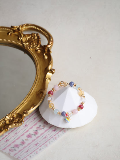 Tanzanite, Rhodonite, Citrine, Rose Quartz, Aquamarine & Clear Quartz Crystal Bracelet — Keki | 8mm (OT Clasp, Elastic)