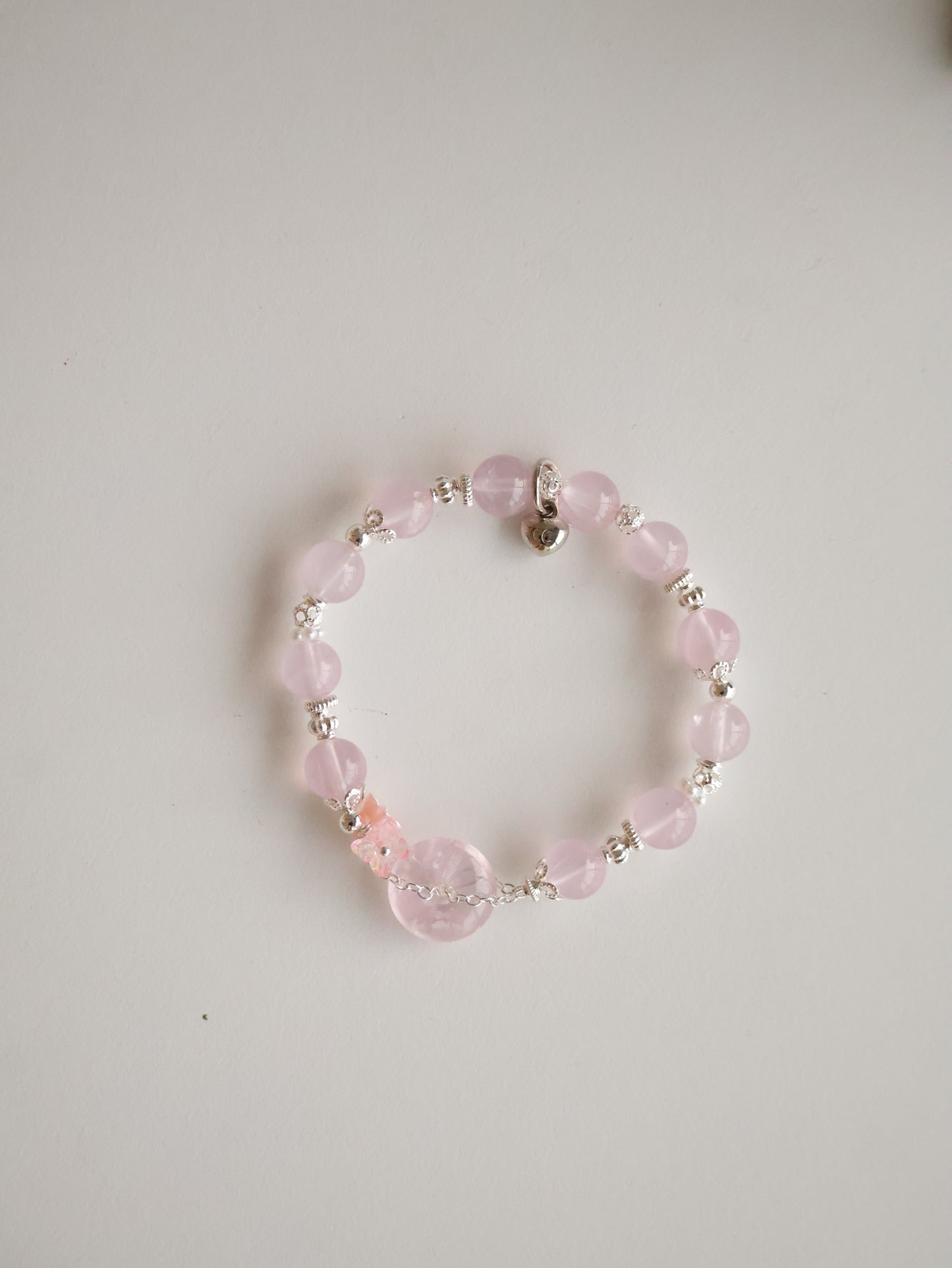 Aquamarine & Rose Quartz Ping An Kou with Bouquet — Erilyn & Annelina | 8mm (Elastic)