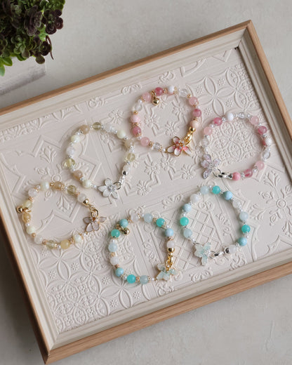 Crackled Clear Quartz, Rose Quartz, Rhodonite & Queen Conch — Plumeria Pink | 8mm (Elastic / OT Clasp)