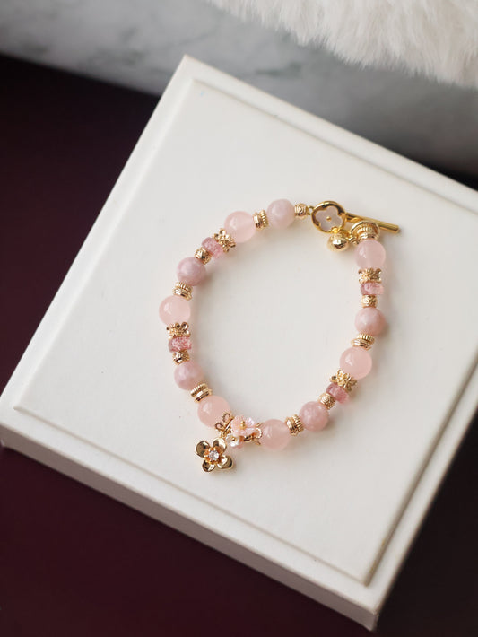 Strawberry Quartz, Pink Purple Emerald Mica & Rose Quartz — Pink Reverie | 8mm (OT Claps, Elastic)