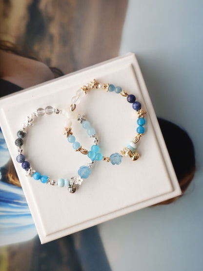 Amethyst, Kunzite, Strawberry Quartz, Rose Quartz, Aquamarine, Larimar, Gold Rutile & Honey Citrine — Mini Rosie Collection | 6mm (Elastic)