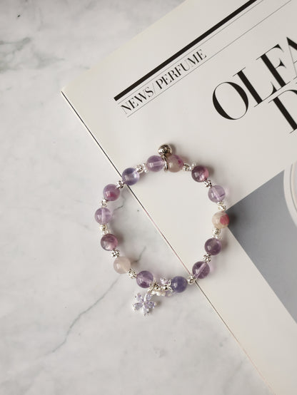 Amethyst, Unicorn Stone & Lepidolite Crystal Bracelet — Twilight Sparkle | 8mm (Elastic)