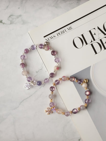 Amethyst, Unicorn Stone & Lepidolite Crystal Bracelet — Twilight Sparkle | 8mm (Elastic)