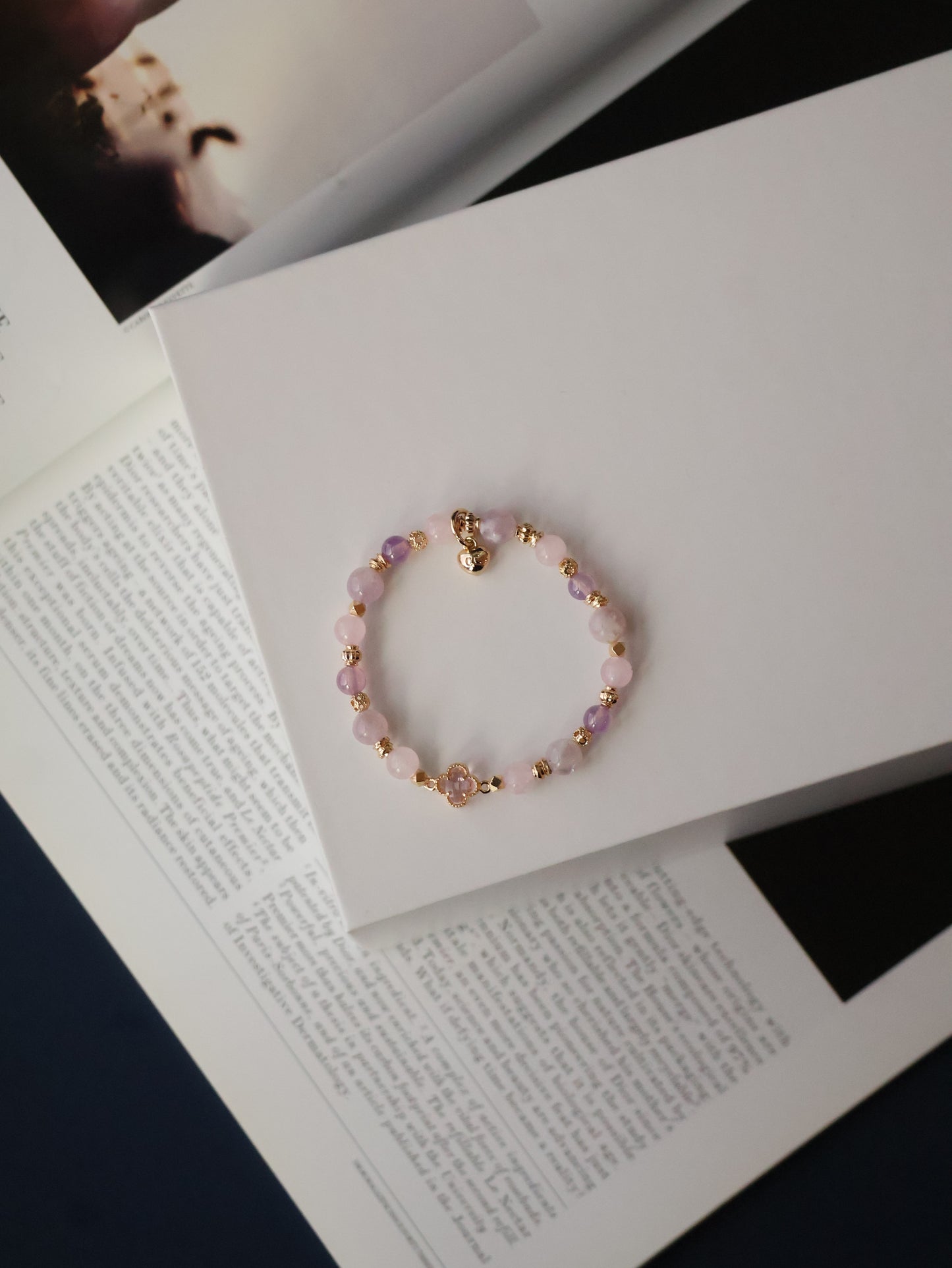 Lapis Lazuli, Rose Quartz & Moonstone Stackers Crystal Bracelet — Clover Alchemy Series 2.0 | 6mm (Elastic)
