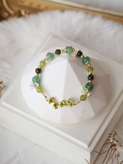 Green Strawberry Quartz, Peridot & Diopside — Midorin | 8mm (Elastic)