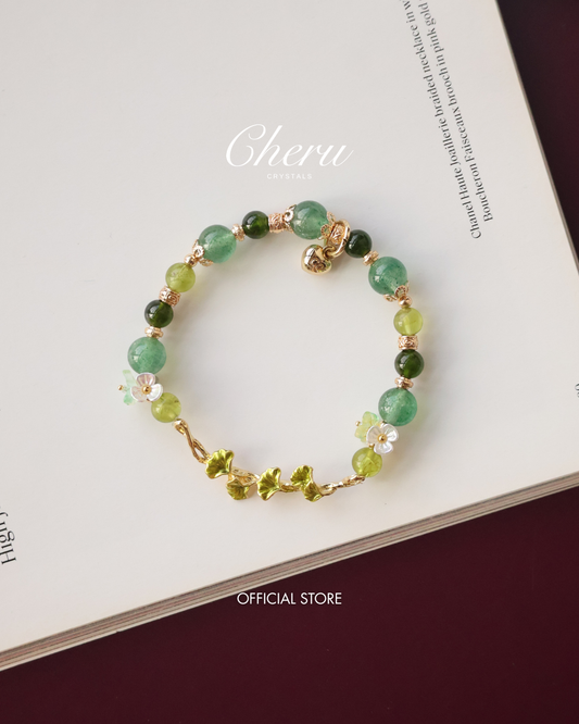Green Strawberry Quartz, Peridot & Diopside — Midorin | 8mm (Elastic)