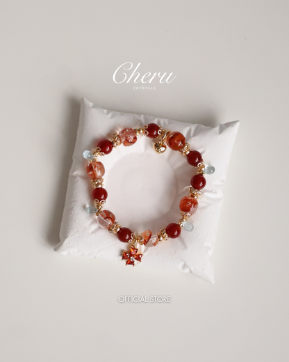 Fire Quartz, Carnelian & Blue Topaz Crystal Bracelet — Xiel Fire | 8mm (Elastic)
