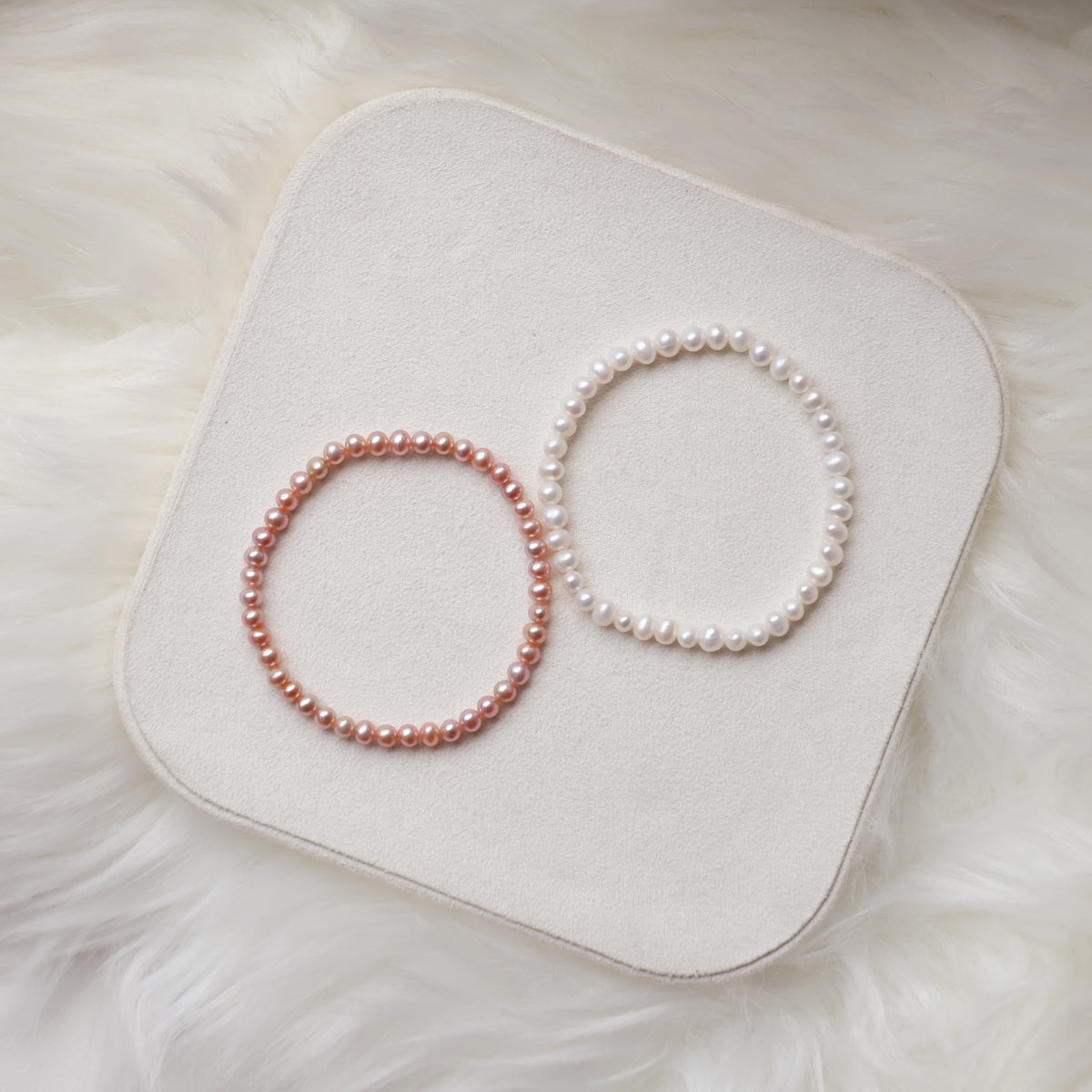 Full Freshwater Pearls Rose Champagne 3mm (Elastic)