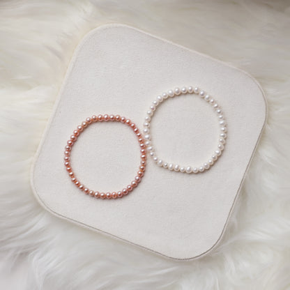 [Cheru] - 3mm Full Fresh Water Pearl - White (Elastic)