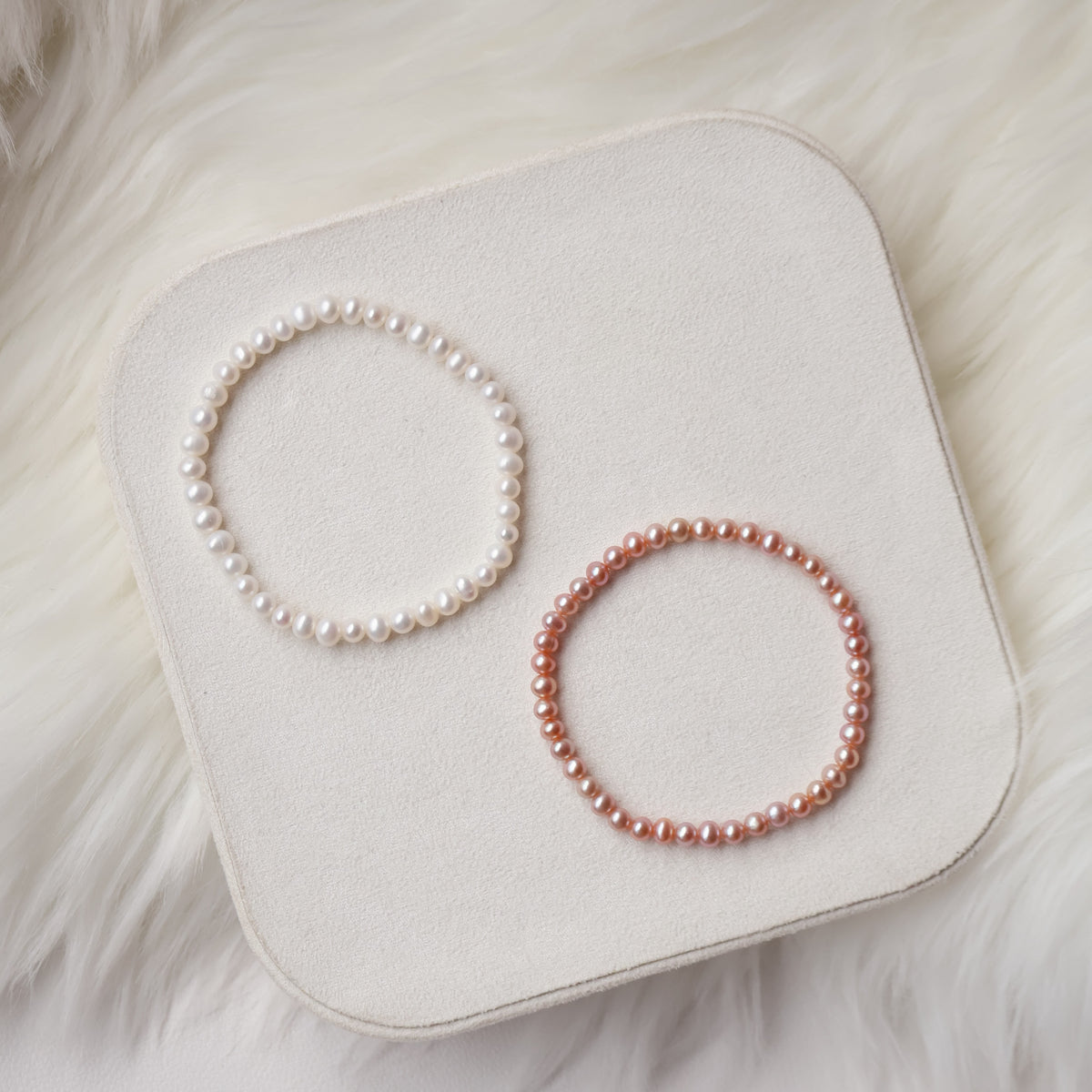 Full Freshwater Pearls Rose Champagne 3mm (Elastic)