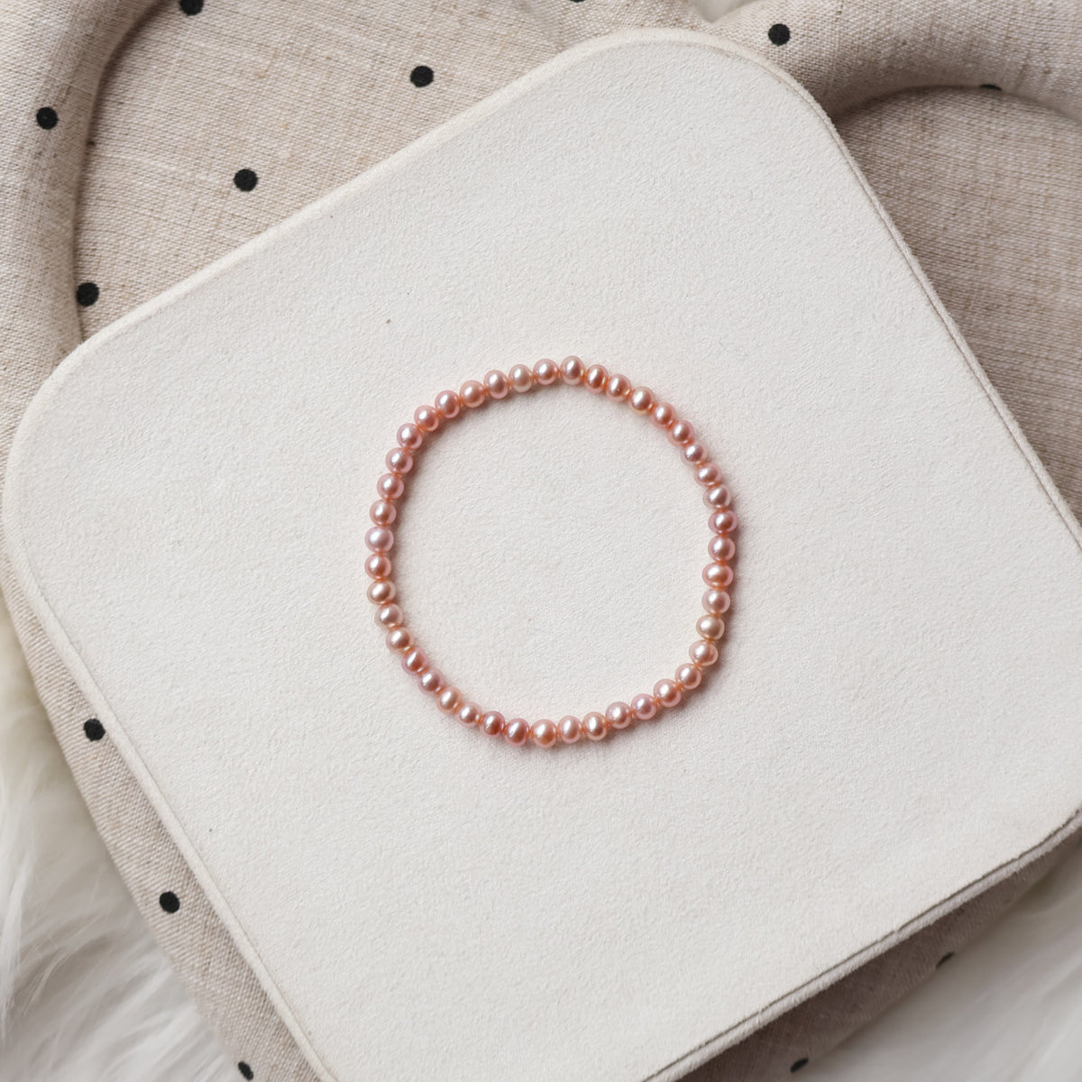 Full Freshwater Pearls Rose Champagne 3mm (Elastic)