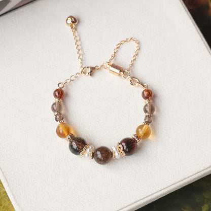 Fruit Pebbles: Burnt Cheesecake 10mm (Chain, Magnetic Clasp with Adjustable Lobster Clasp)