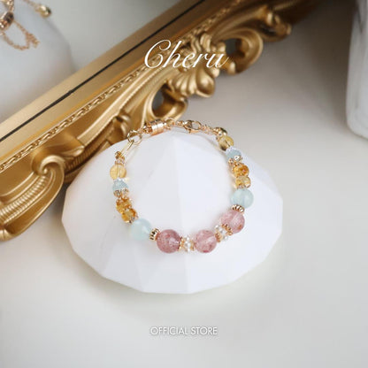 Fruit Pebbles: Ice Strawberry Lemonade 8mm (Chain, Magnetic Clasp with Adjustable Lobster Clasp)