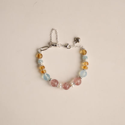 Fruit Pebbles: Ice Strawberry Lemonade 8mm (Chain, Magnetic Clasp with Adjustable Lobster Clasp)
