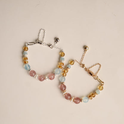 Fruit Pebbles: Ice Strawberry Lemonade 8mm (Chain, Magnetic Clasp with Adjustable Lobster Clasp)