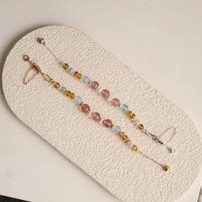 Fruit Pebbles: Ice Strawberry Lemonade 8mm (Chain, Magnetic Clasp with Adjustable Lobster Clasp)