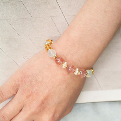 Fruit Pebbles: Ice Strawberry Lemonade 8mm (Chain, Magnetic Clasp with Adjustable Lobster Clasp)