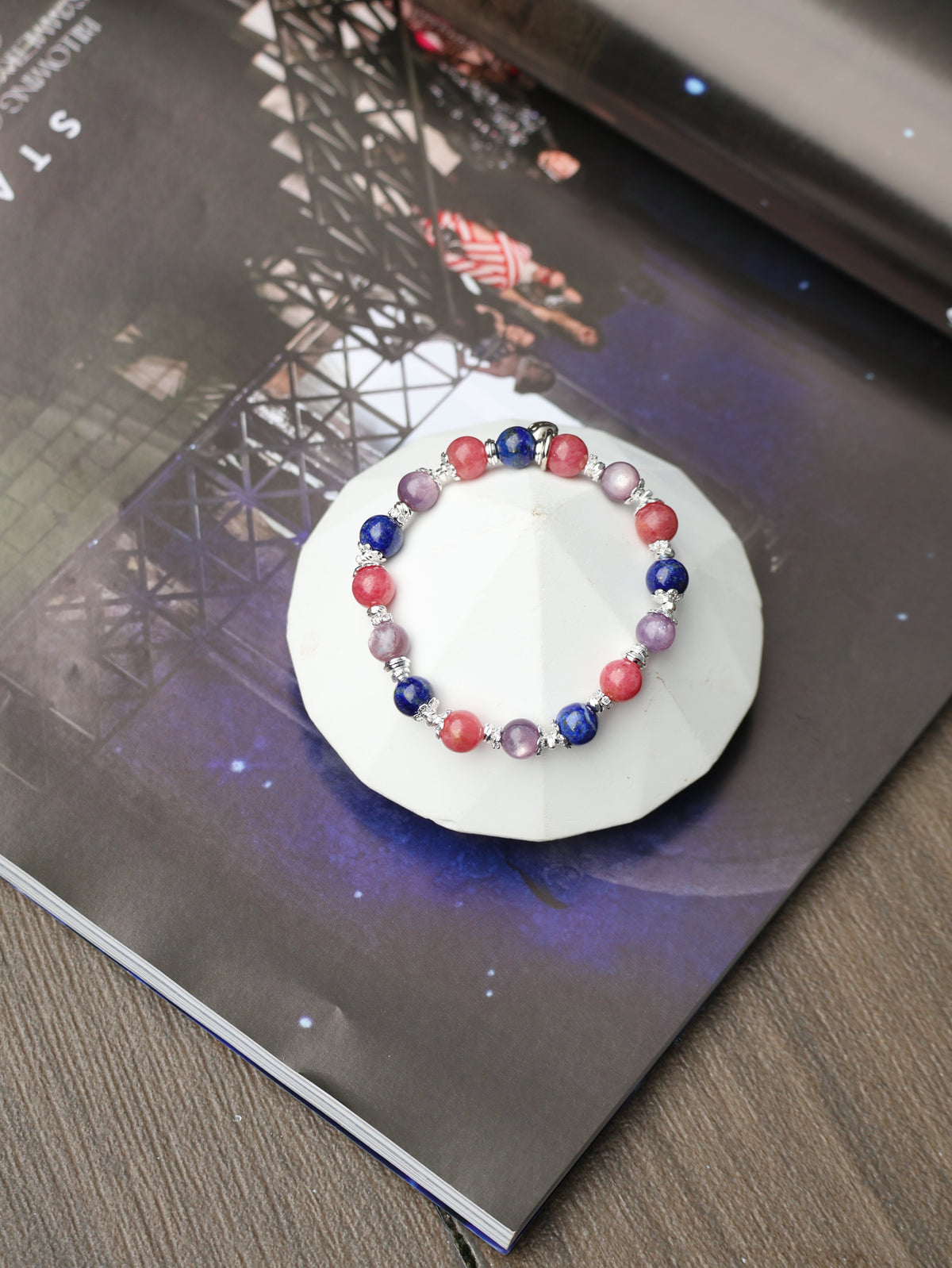 Lapis Lazuli, Rhodonite, Lepidolite — Cancer Horoscope Series | 8mm (Elastic)