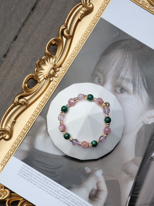 Malachite, Pink Purple Emerald Mica, Amethyst — Capricorn Horoscope Series | 8mm (Elastic)