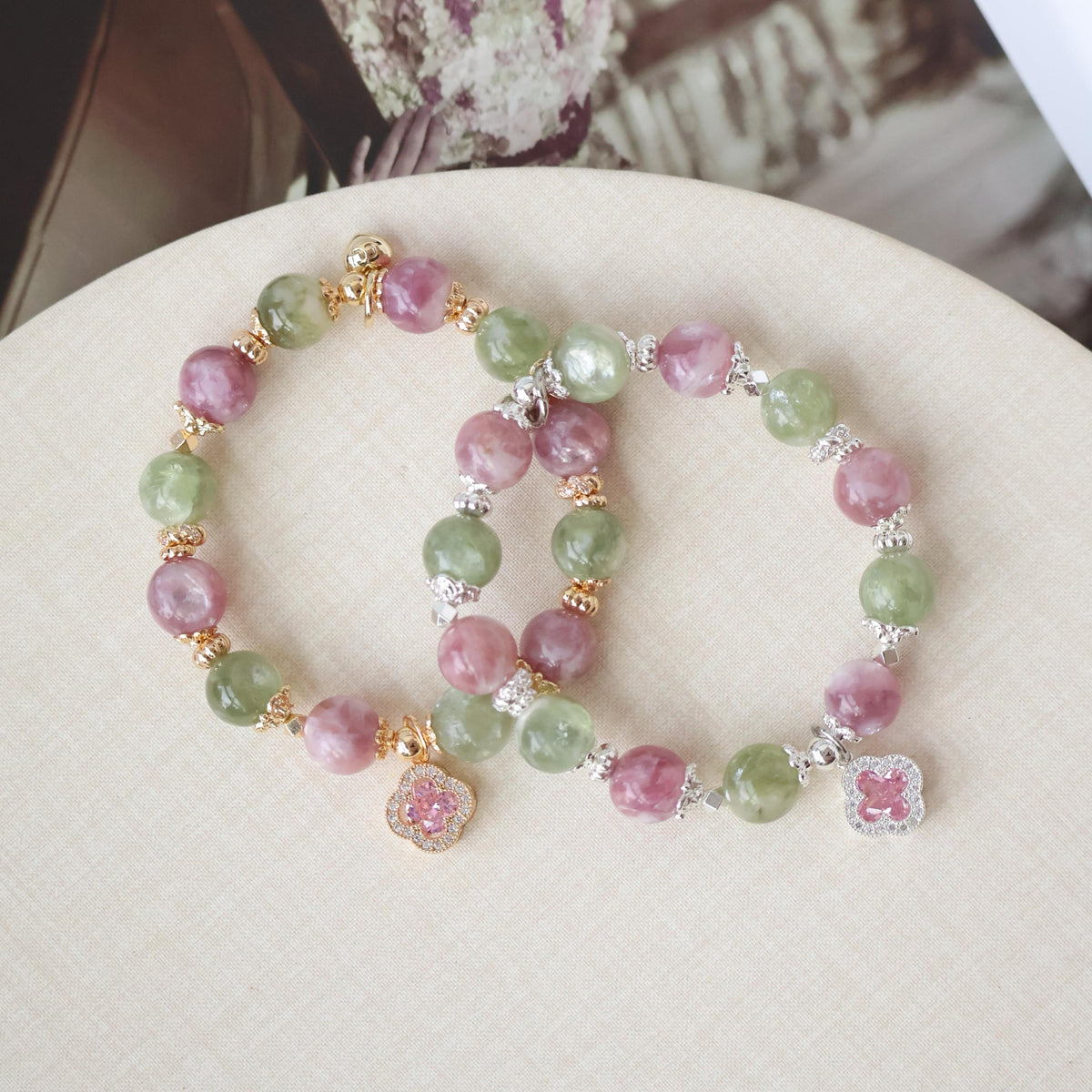 Cordelia Twin 10mm - Purple Emerald Mica & Green Emerald Mica (Elastic)