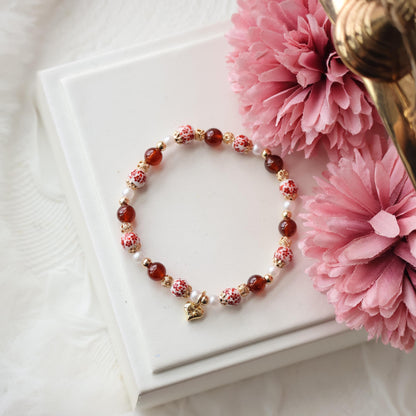 Chinese Porcelain Inspired 6mm - Garnet (Elastic)