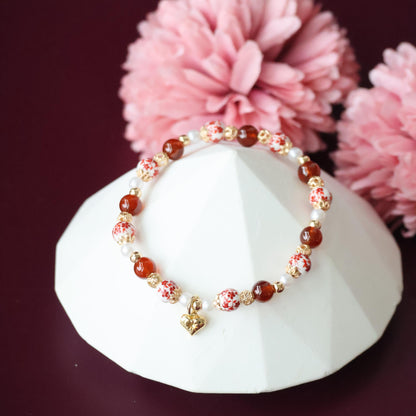 Chinese Porcelain Inspired 6mm - Garnet (Elastic)