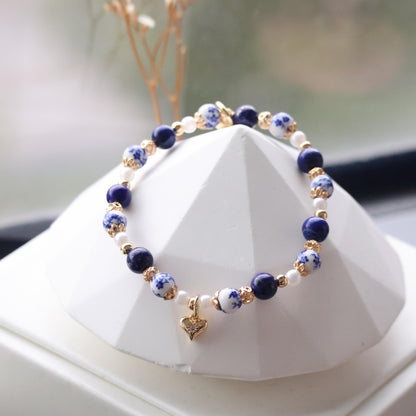 Chinese Porcelain Inspired 6mm - Lapis Lazuli (Elastic)