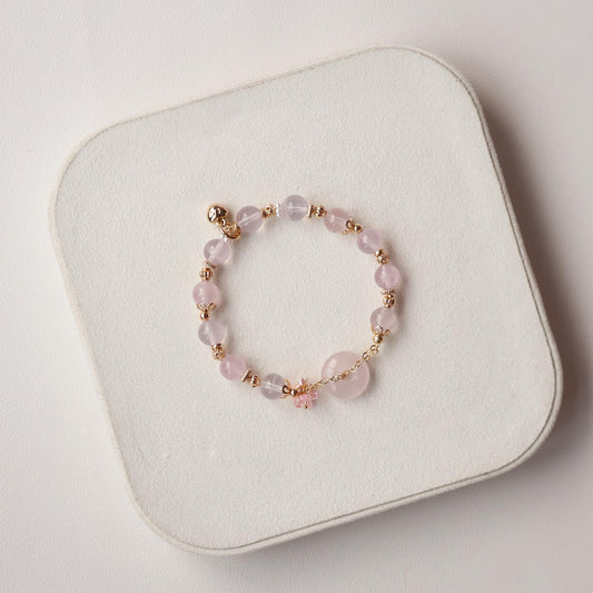 [Cheru] - 8mm Annelina(Rose Quartz) Ping An Kou with Bouquet (Elastic)